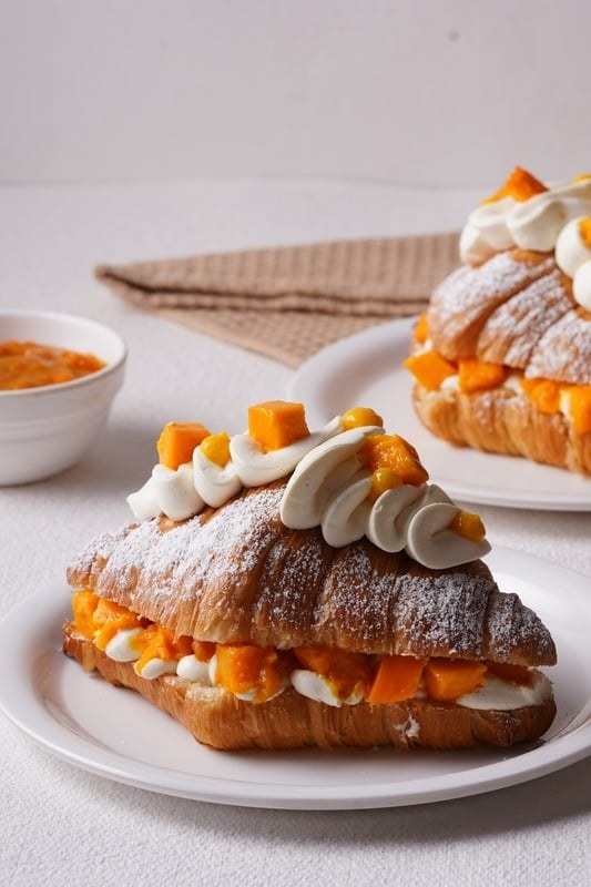 Cream-filled pastries on a plate, photographed by Roaming Studio in Pune